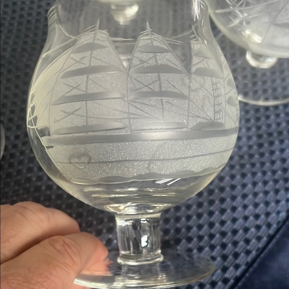 Vintage. 4 Brandy Cognac Snifters Toscany  glasses nautical  sailing clipper shi - Picture 6 of 6